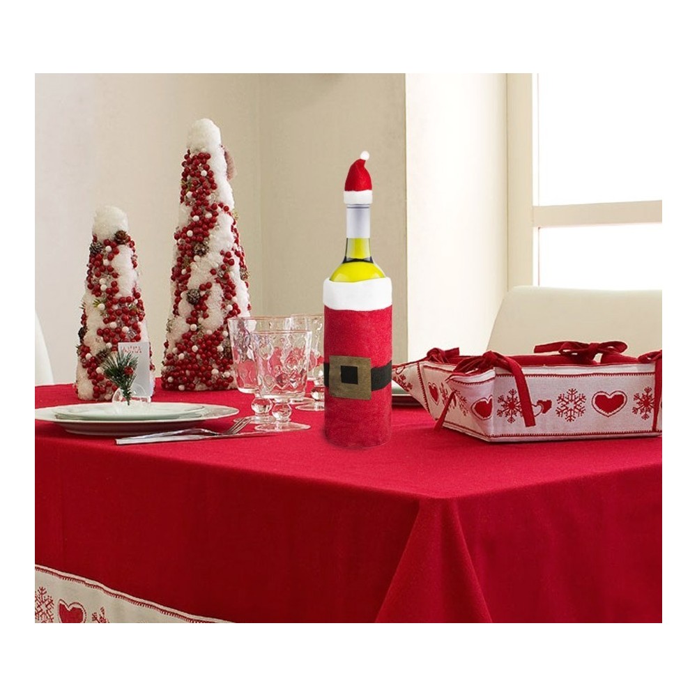 569197 Set de 2 couvre-bouteilles de Noël en costume de Père Noël avec bonnet
