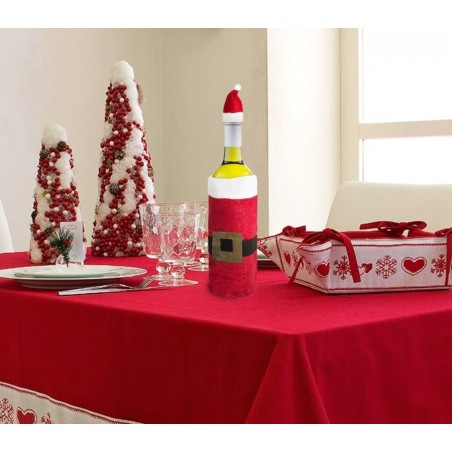 569197 Set de 2 couvre-bouteilles de Noël en costume de Père Noël avec bonnet