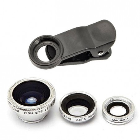 Set de 2 lentilles/objectifs smartphones avec fisheye universel grand angle