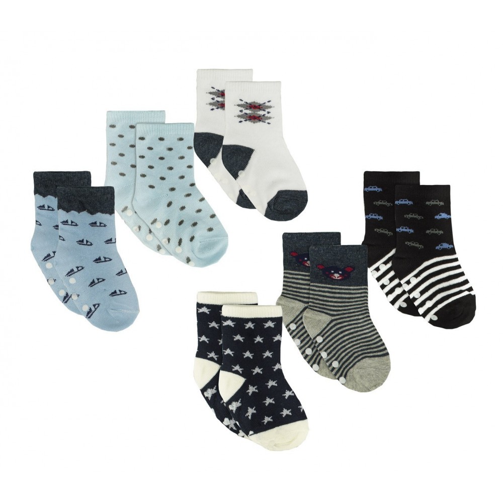 N608 Lot 6 paires chaussettes antidérapantes bébé MOVE BOY tailles 0 à 24 mois