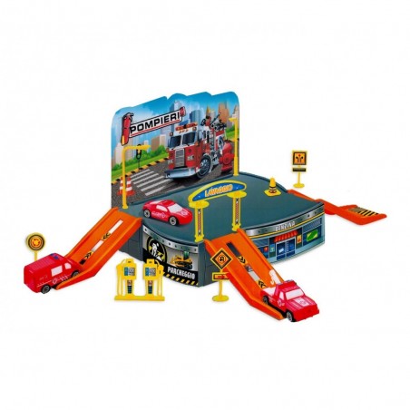 121838 Playset caserne de pompiers avec un hélicoptère et des véhicules