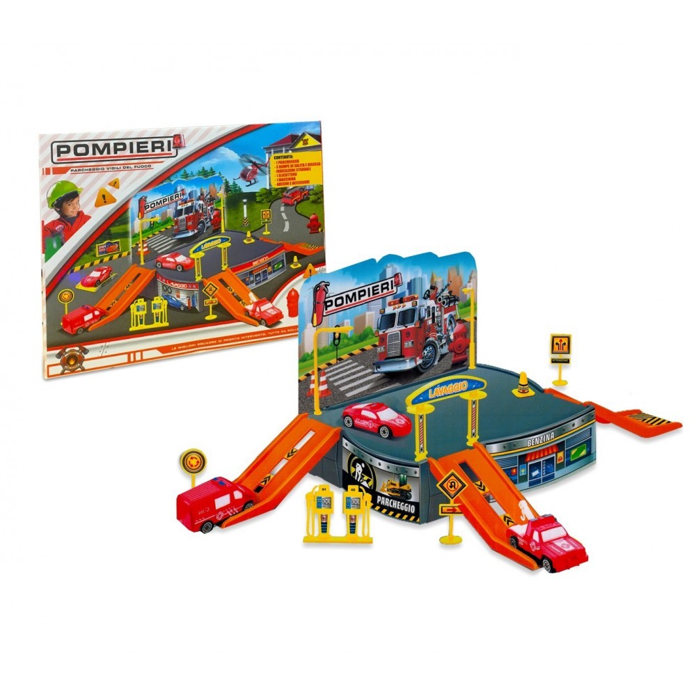 121838 Playset caserne de pompiers avec un hélicoptère et des véhicules