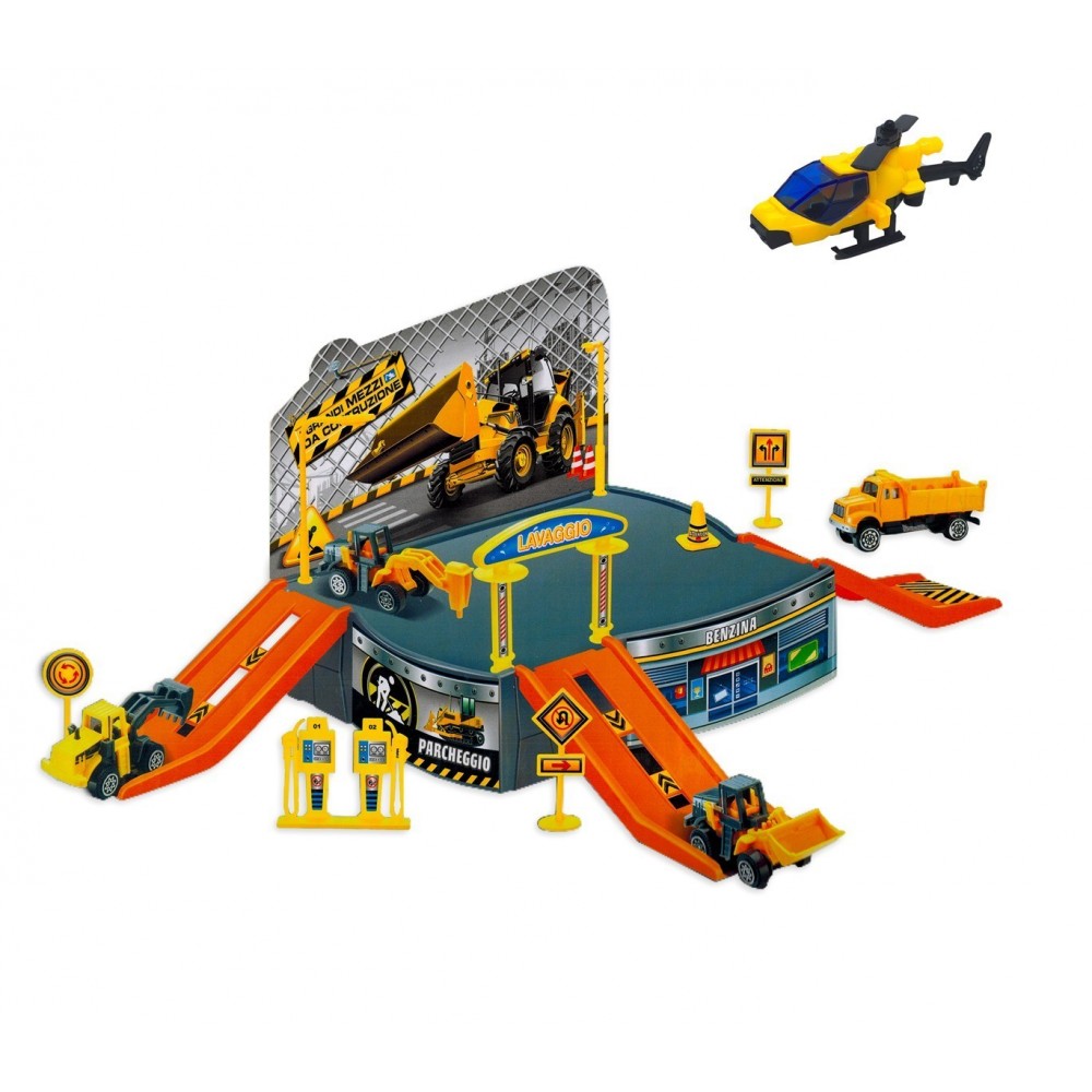 121837 Playset chantier de construction avec un hélicoptère et des véhicules