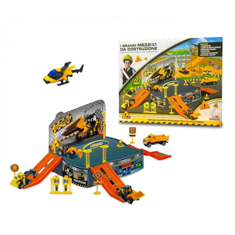 121837 Playset chantier de construction avec un hélicoptère et des véhicules