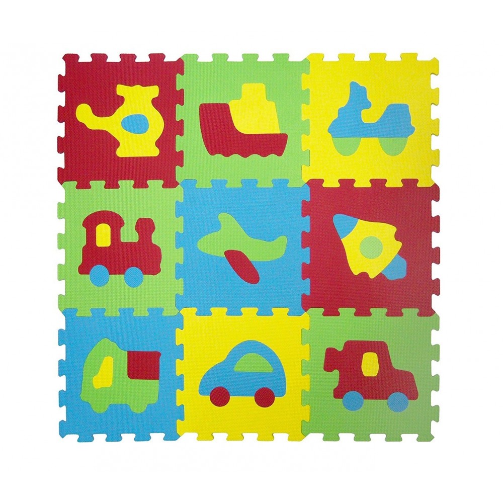 529054 Tapis puzzle en mousse 10 pièces LES TRANSPORTS 32 x 32 x 1 cm