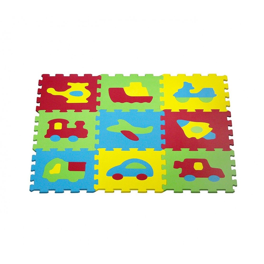 529054 Tapis puzzle en mousse 10 pièces LES TRANSPORTS 32 x 32 x 1 cm