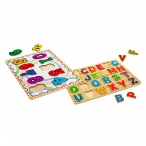 404767 Puzzle en bois LETTRES ou CHIFFRES jeu éducatif 20 x 31 x 23 cm