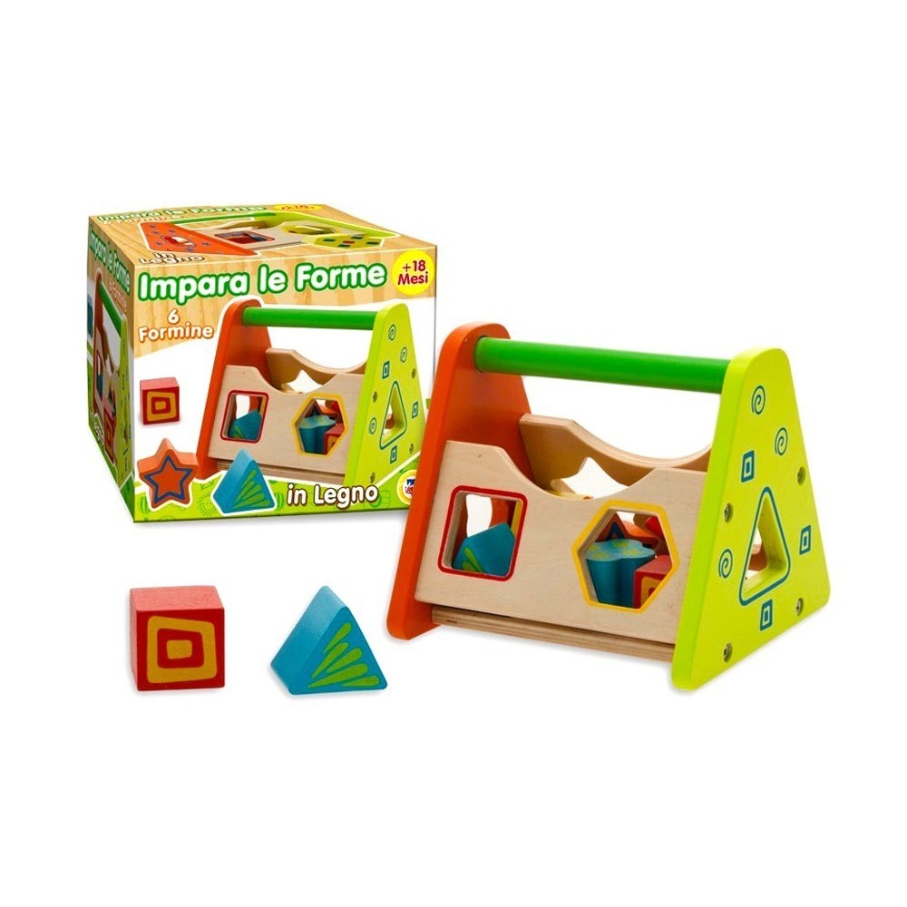 405047 Boîte à formes en bois multicolore 6 formes à encastrer jeu éducatif