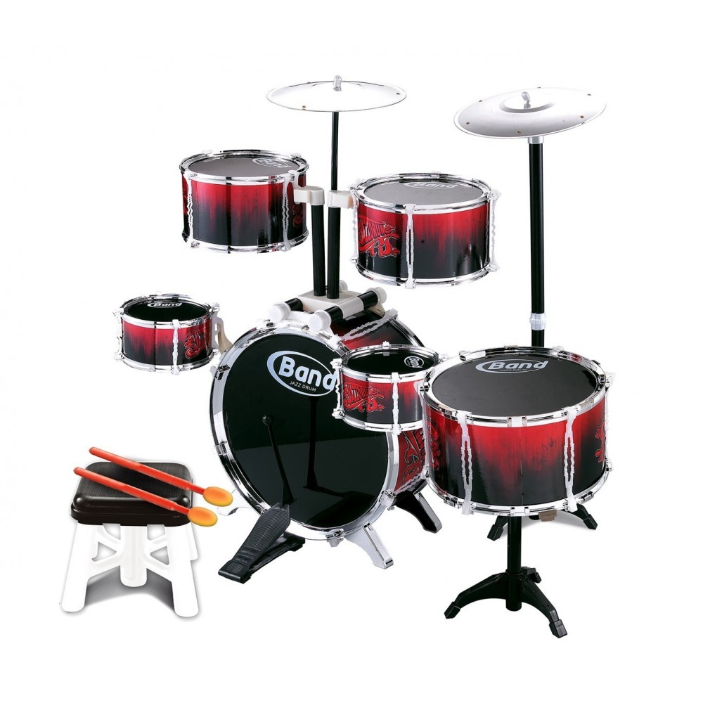 100671 Batterie de jouet GRAN RITMO 6 éléments avec tabouret et baguettes