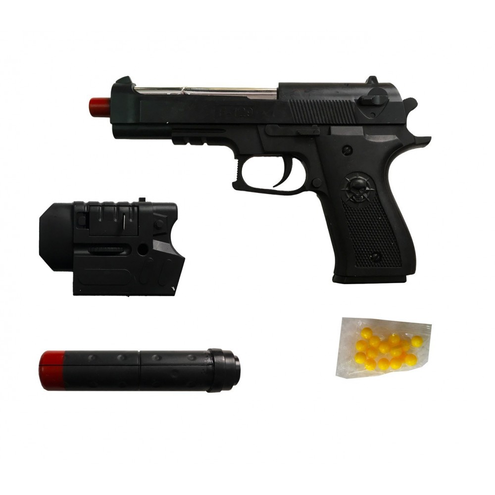 318843 Pistolet en plastique SHOOT PLAY CIGIOKI avec balles souples et quilles