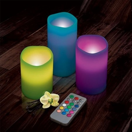 Kit de 3 bougies de lumière artificielle et parfumée avec télécommande