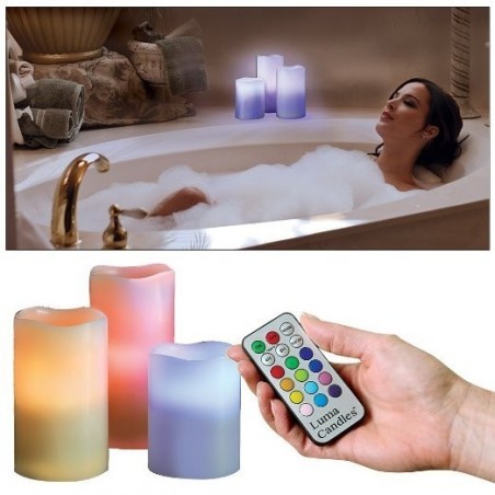 Kit de 3 bougies de lumière artificielle et parfumée avec télécommande