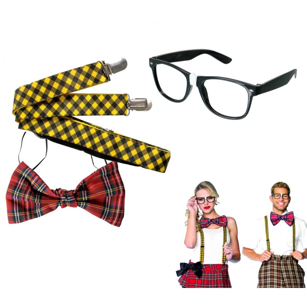 443058 kit d'accessoires unisexe NERD pour carnaval et soirées à thème 3 pièces