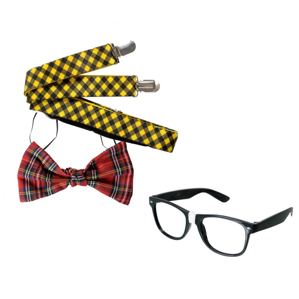 443058 kit d'accessoires unisexe NERD pour carnaval et soirées à thème 3 pièces