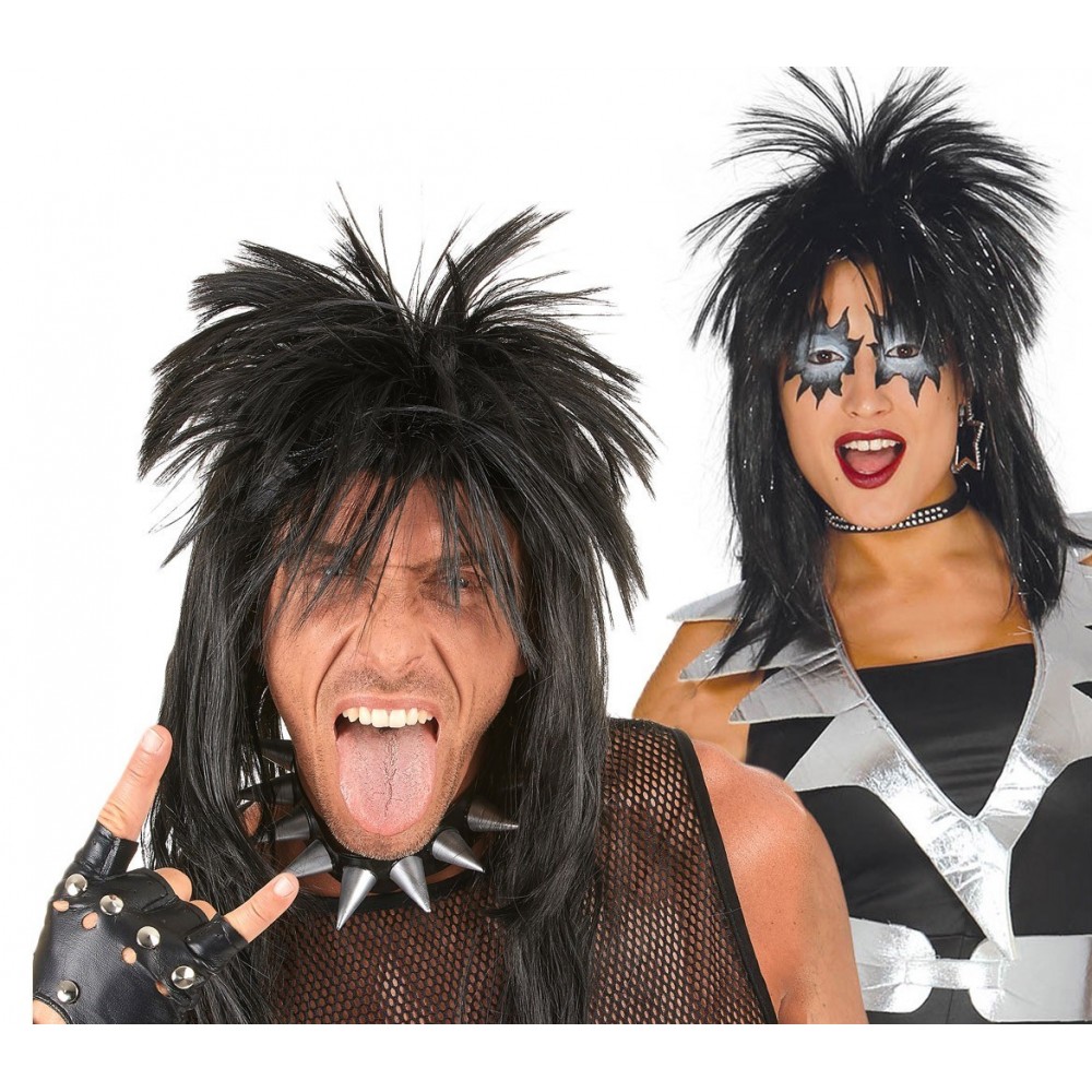 444291 Perruque unisexe ROCKER KISS idéal pour carnaval et soirées à thème