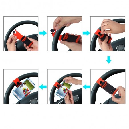 Support pour le volant avec clip élastique pour smartphones et appareil contrôlé