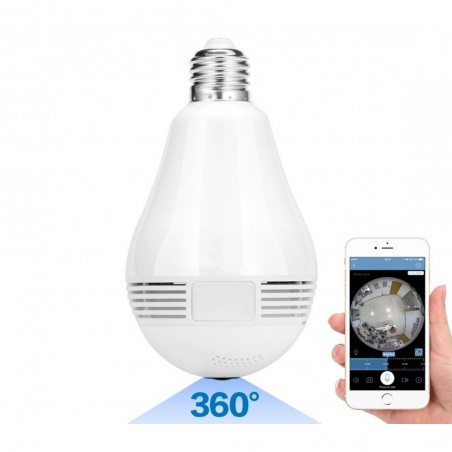 768881 Caméra de surveillance Wi-Fi ampoule E27 panoramique 360 ° 3D HD