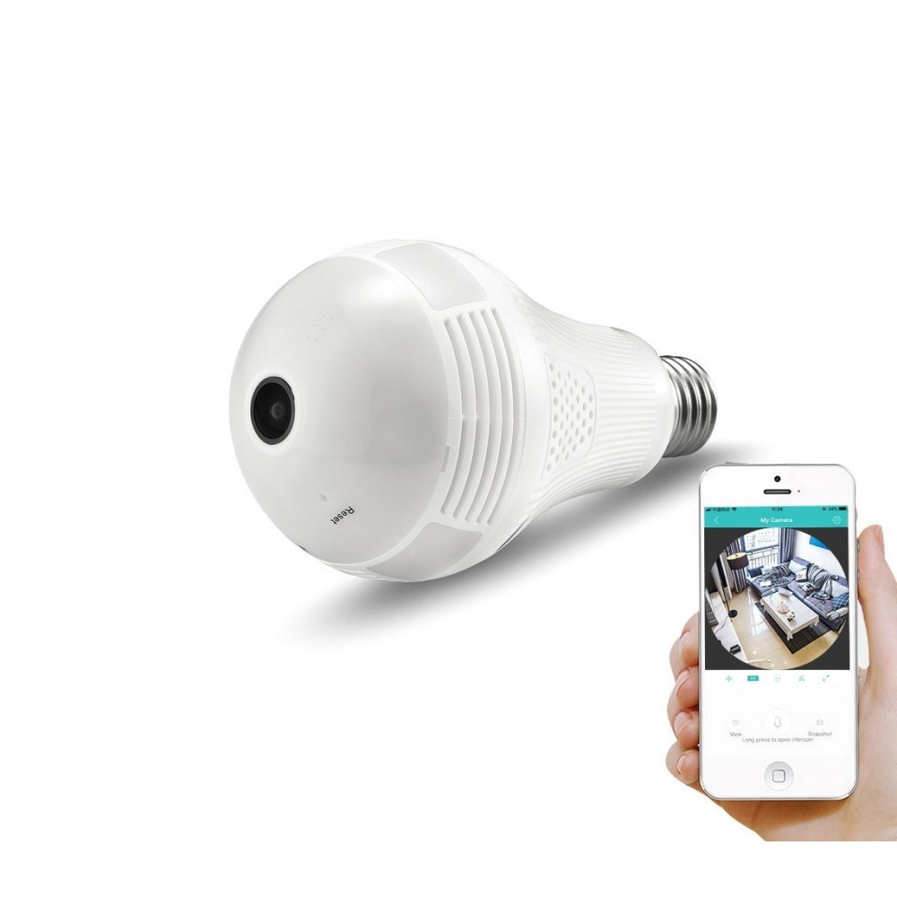 768881 Caméra de surveillance Wi-Fi ampoule E27 panoramique 360 ° 3D HD