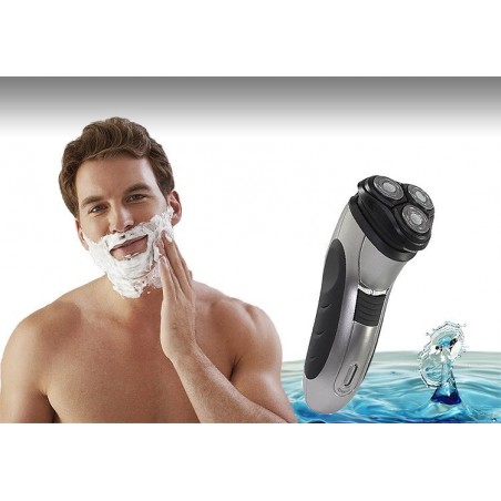 Rasoir électrique sans fil et rechargeable avec 3 têtes rotatives, Wet & Dry
