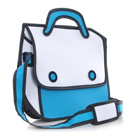 Sac a main 3D - dessins animés - turquoi et blanc