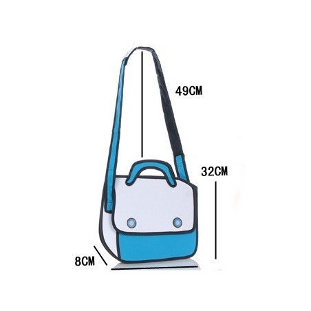 Sac a main 3D - dessins animés - turquoi et blanc