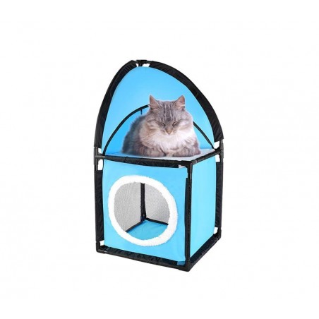 004065 Abri pour chat d'angle KITTY CORNER 2 étages rembourré 71 x 36 x 36 cm