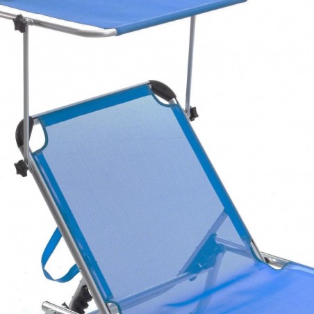 Chaise longue en aluminium Q.BO avec parasol modèle SAPRI en textilène