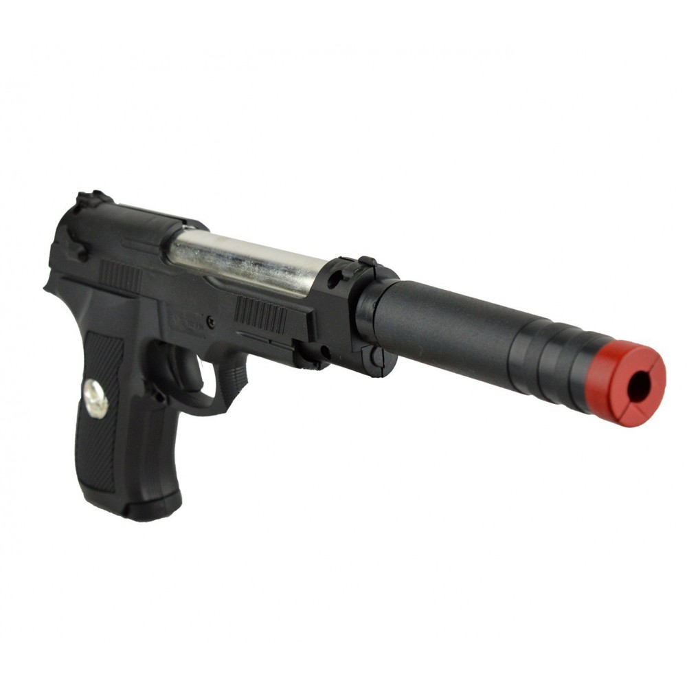 285589 Pistolet en plastique Sport Gun HY-730A avec silencieux 6 mm avec billes