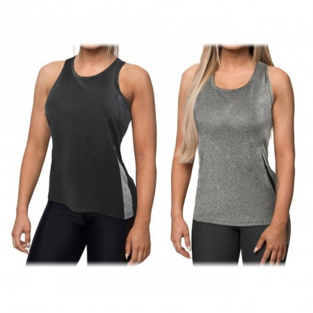 KZ-359 Débardeur de sport running pour femme en tissu respirant bandes latérales