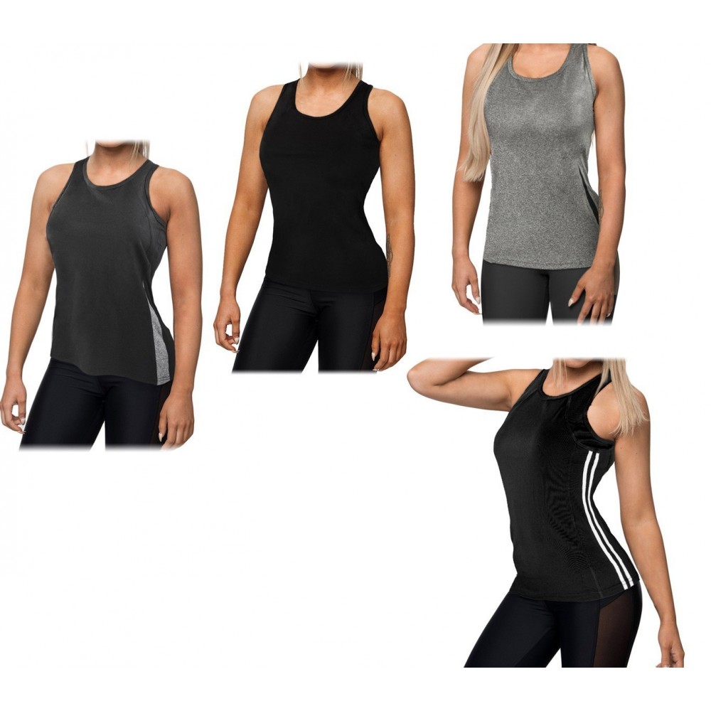 KZ-359 Débardeur de sport running pour femme en tissu respirant bandes latérales