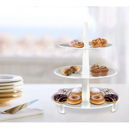 296158 Serviteur à 3 étages pour snacks et gâteaux économise espace 27 x 22 cm