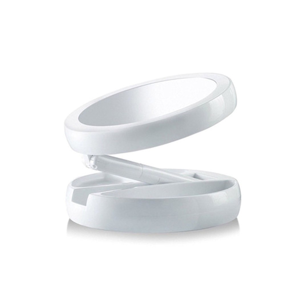 134006 Miroir 2 faces grossissant 1X et 10X lumineux pliable avec compartiment