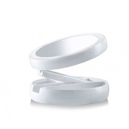 134006 Miroir 2 faces grossissant 1X et 10X lumineux pliable avec compartiment