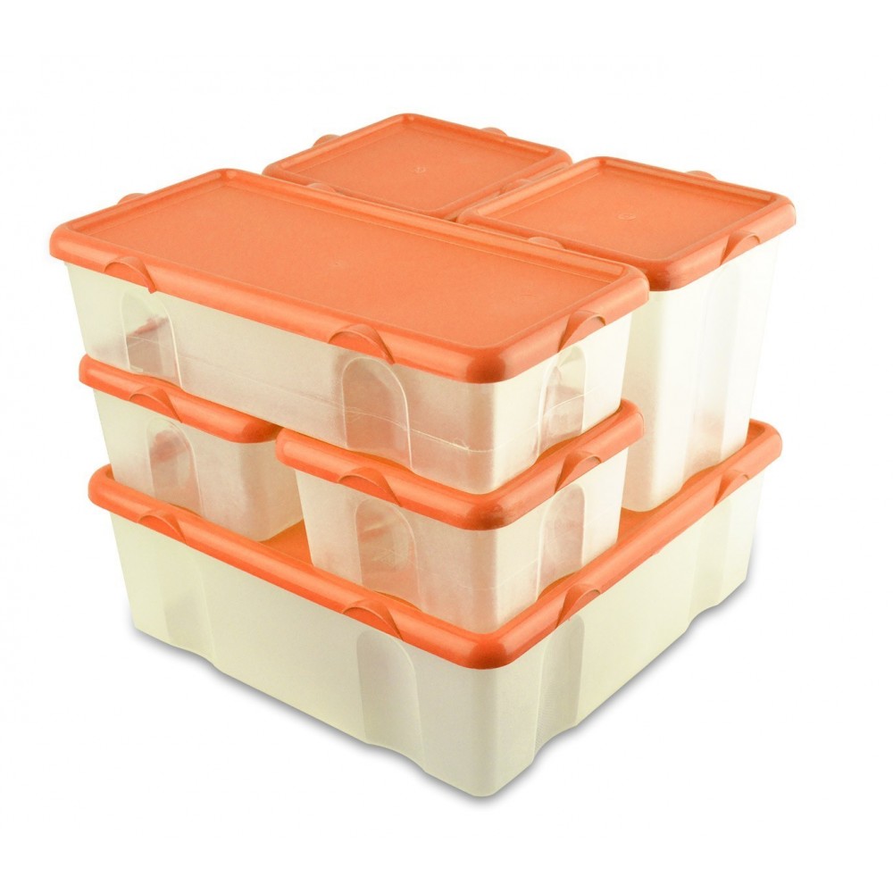 073896 Lot de 6 boîtes en plastique FRESH BOX avec couvercle hermétique