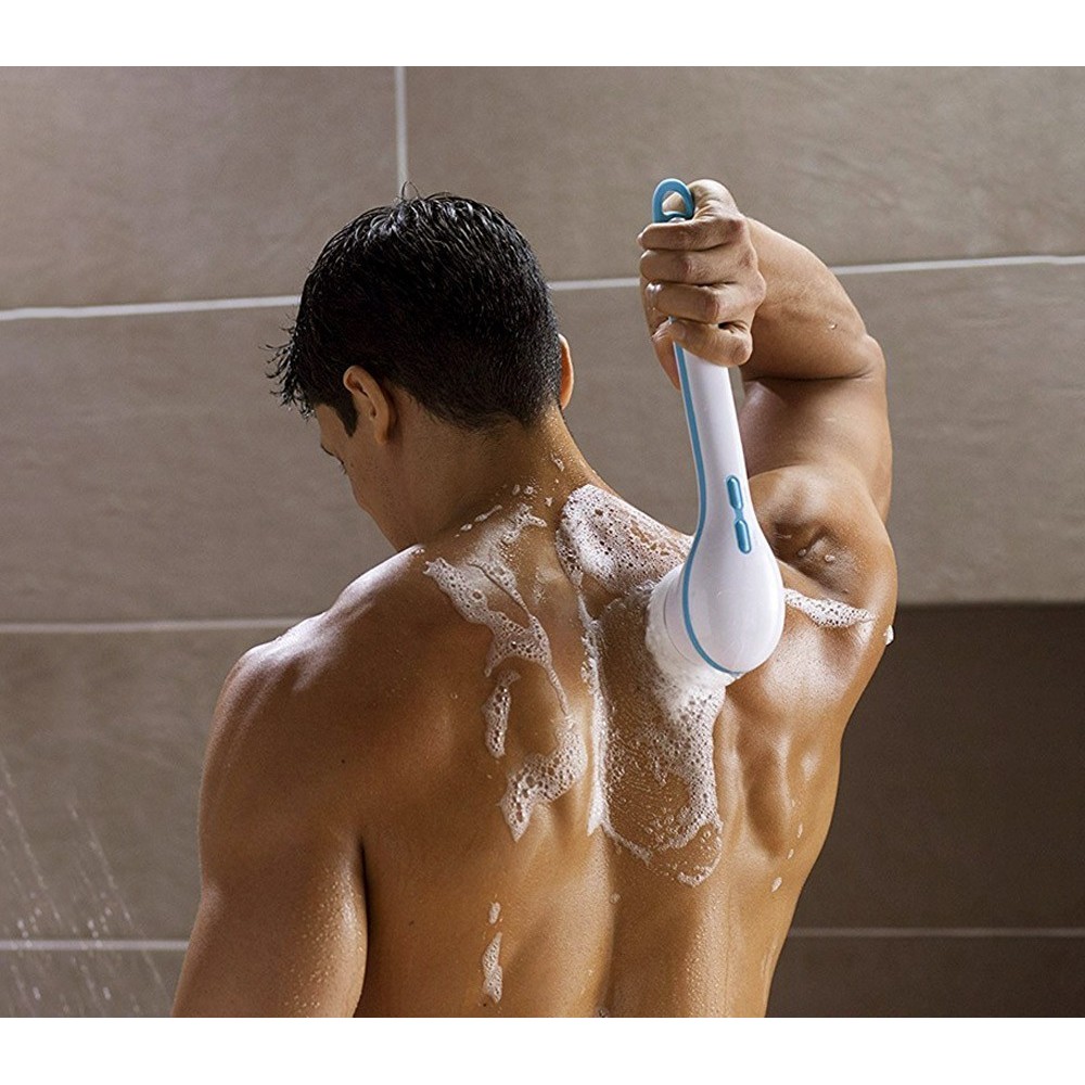 Brosse de massage souple 5 en 1 avec piles DOCCIA SPA à manche spéciale dos 