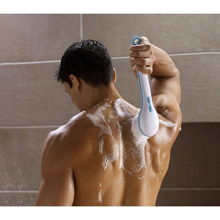 Brosse de massage souple 5 en 1 avec piles DOCCIA SPA à manche spéciale dos 