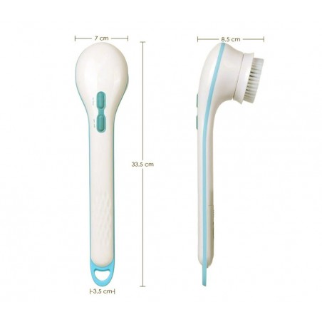 Brosse de massage souple 5 en 1 avec piles DOCCIA SPA à manche spéciale dos 