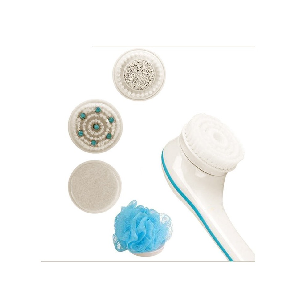 Brosse de massage souple 5 en 1 avec piles DOCCIA SPA à manche spéciale dos 