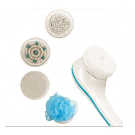 Brosse de massage souple 5 en 1 avec piles DOCCIA SPA à manche spéciale dos 