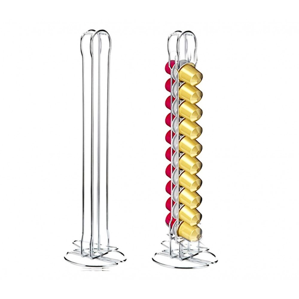 365960 Porte-capsules café pour 18 capsules WELKHOME en métal 2 colonnes