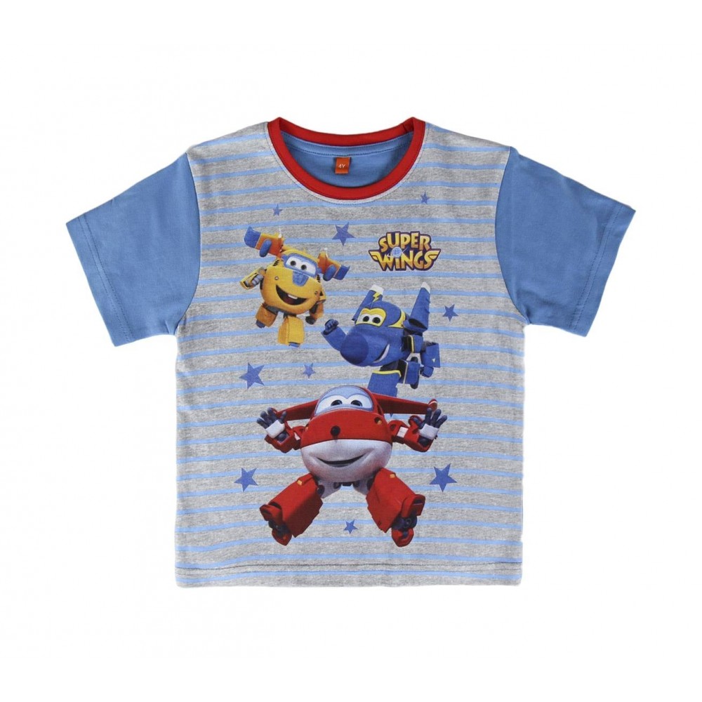 22-2108 Pyjama d’été SUPER WINGS pour garçon en coton tailles de 2 à 6 ans