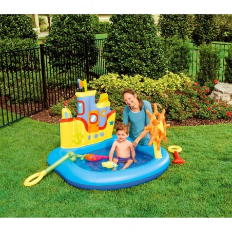 52211 Aire de jeux gonflable aquatique bateau poissons et canne 140x130x104 cm 