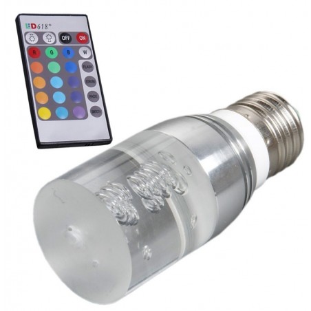 Ampoule LED E27 3W RVB multicolore -chromothérapie détente - avec télécommande