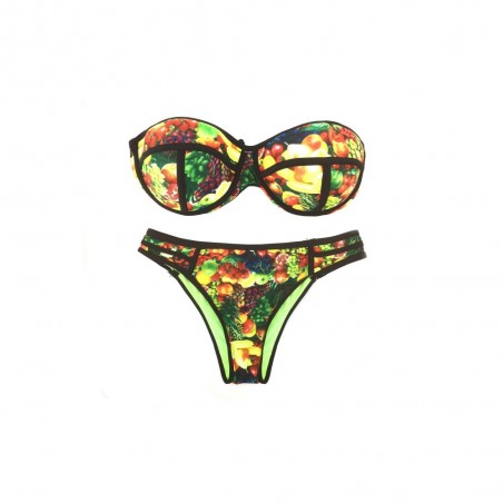 G1662  Maillot de bain bikini rembourrés  mod. FRUIT fantaisie de fruits