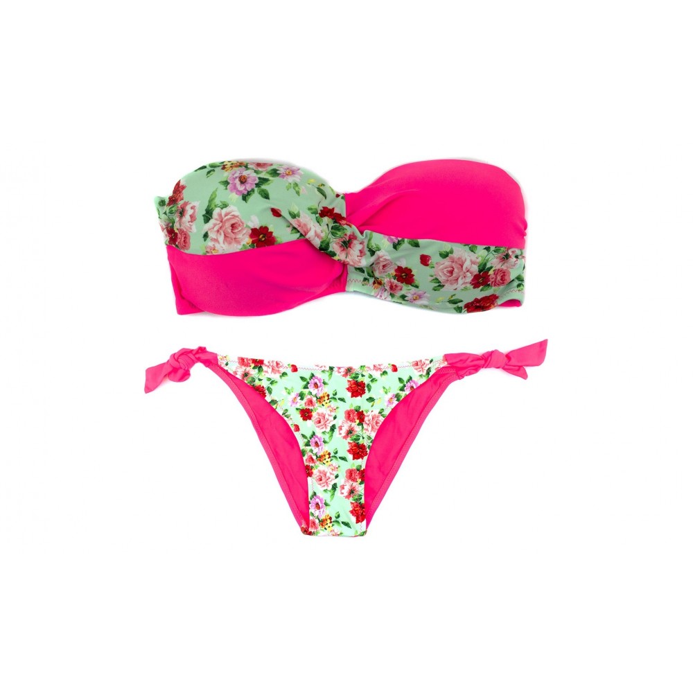 A8912 Maillot de bain bikini rembourrés  mod. BLUEMARY fantaisie de fleurs 