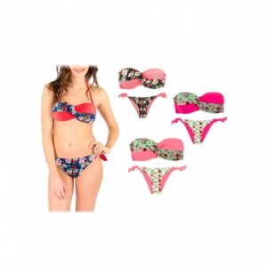 A8912 Maillot de bain bikini rembourrés  mod. BLUEMARY fantaisie de fleurs 