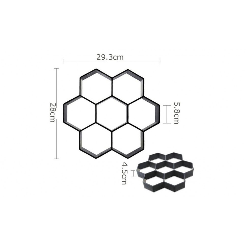 10757 Moule à pavé béton pour jardin mod. hexagonal taille 28 X 29 cm