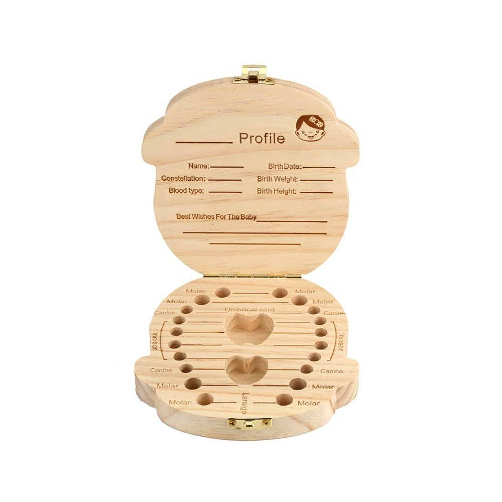 10751 Boîtier en bois coloré pour garde dents de lait bébé et fille