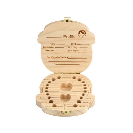 10751 Boîtier en bois coloré pour garde dents de lait bébé et fille