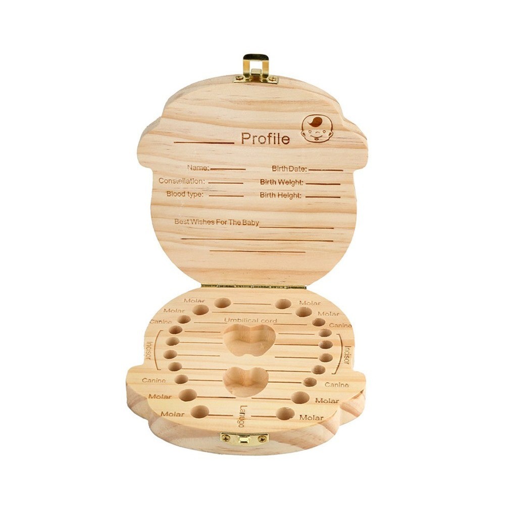 10751 Boîtier en bois coloré pour garde dents de lait bébé et fille